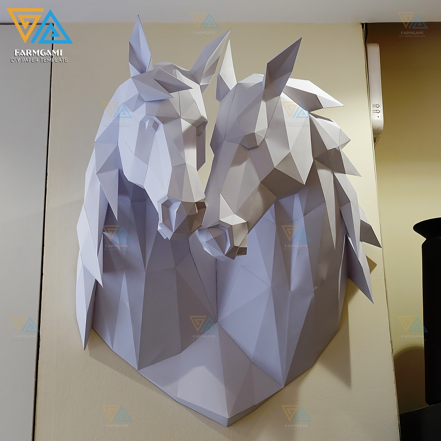 Couple Horse Paper Model template |Couple Horse paper Sculpture |Couple Horse Papercraft Kit DIY 3D Paper Crafts
