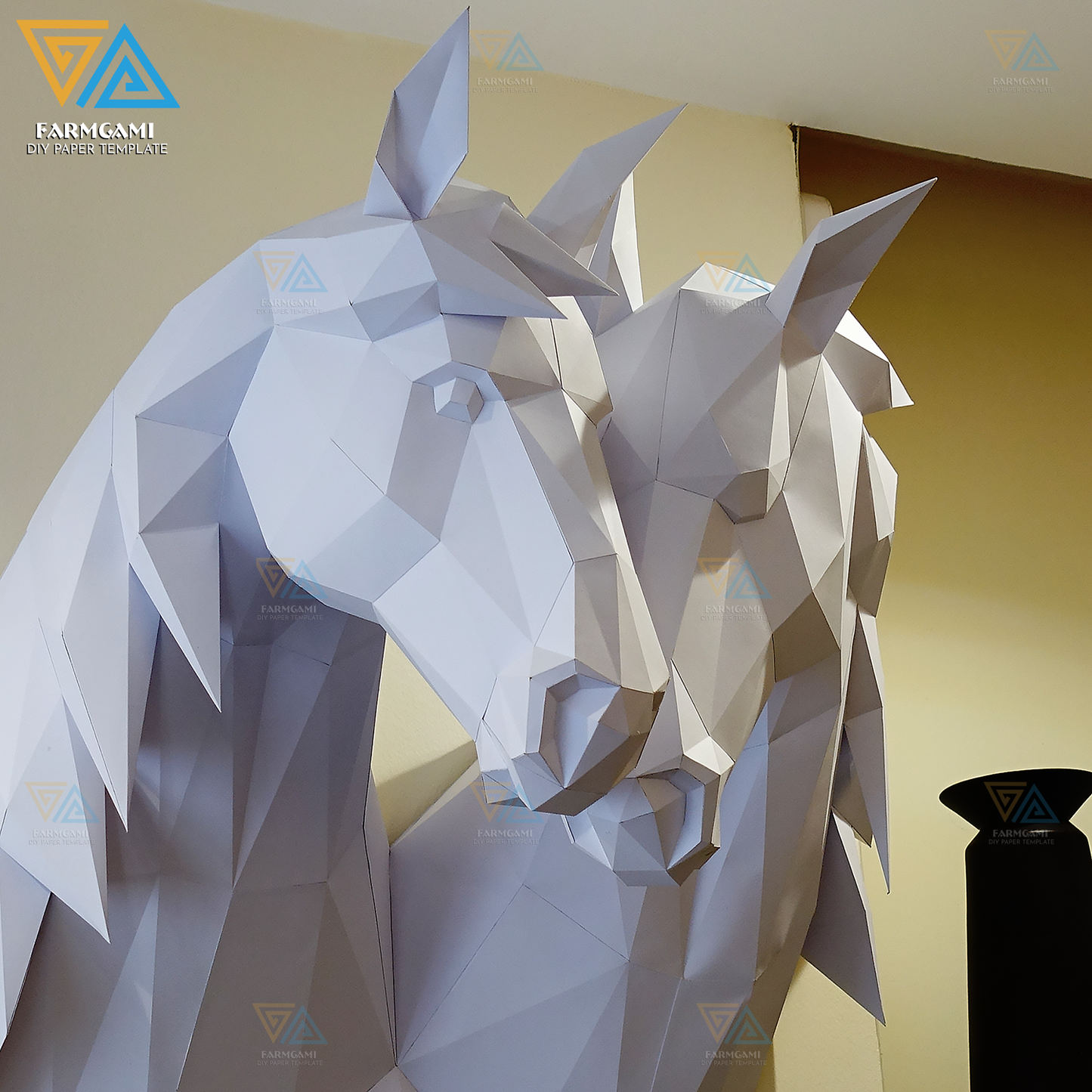 Couple Horse Paper Model template |Couple Horse paper Sculpture |Couple Horse Papercraft Kit DIY 3D Paper Crafts