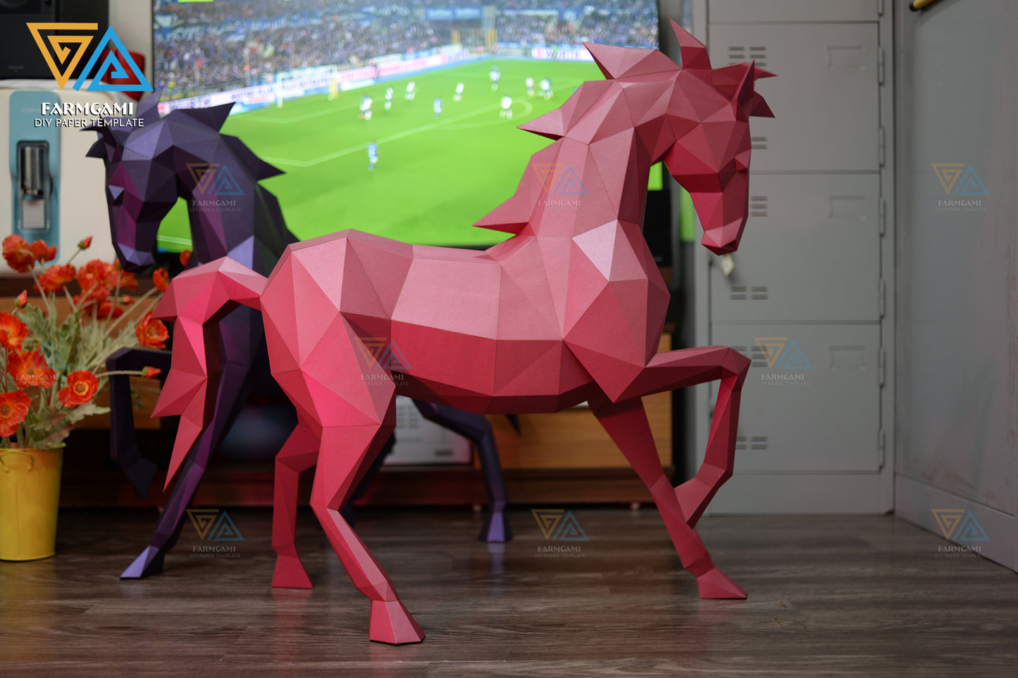 Horse Stand Paper Model Template | Horse Stand Paper Sculpture | Horse Stand Papercraft Kit DIY 3D