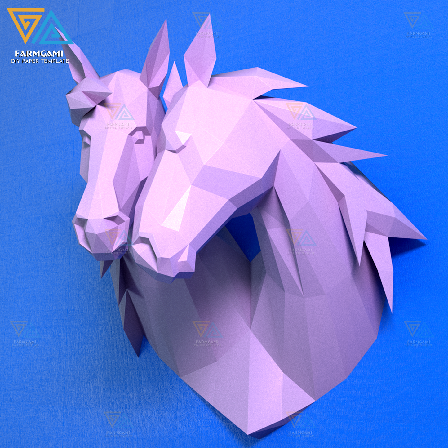 Couple Horse Paper Model template |Couple Horse paper Sculpture |Couple Horse Papercraft Kit DIY 3D Paper Crafts