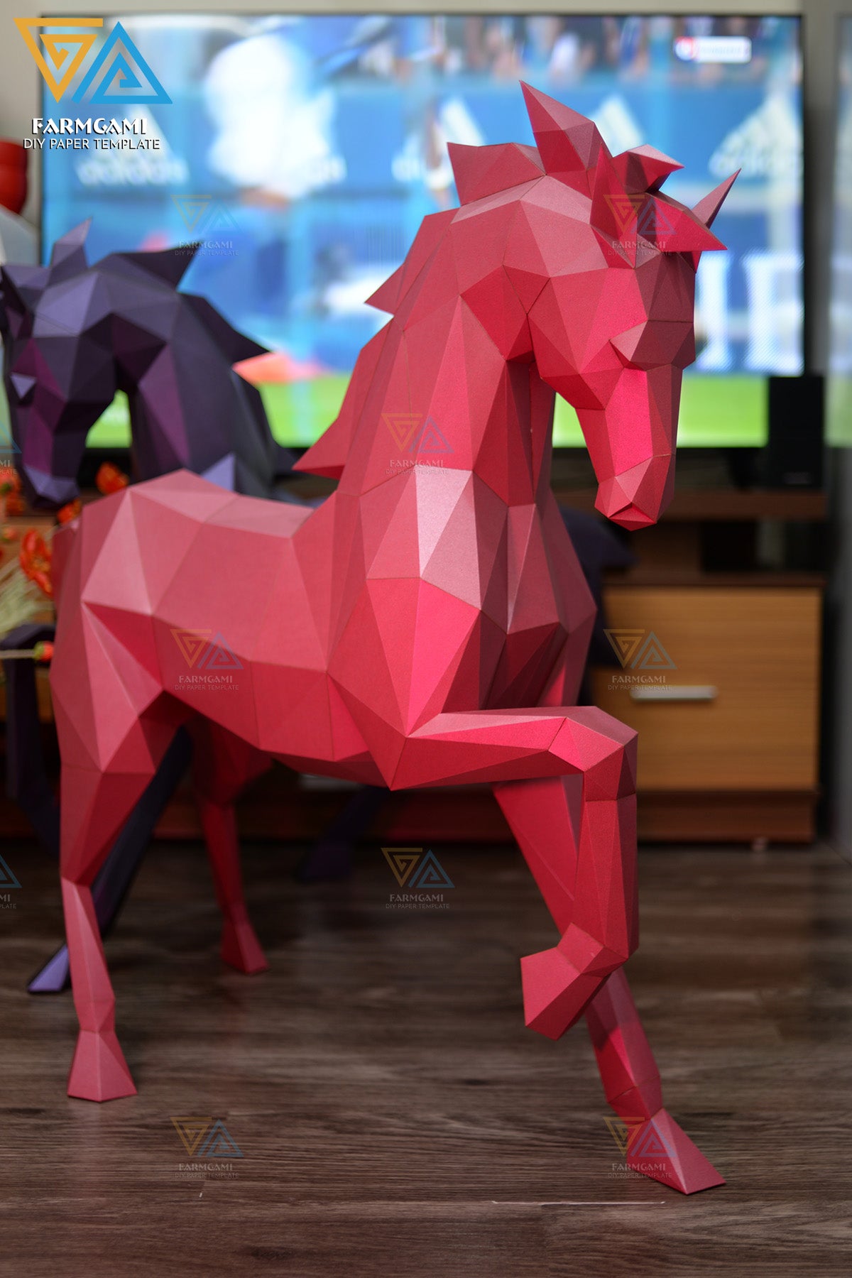Horse Stand Paper Model Template | Horse Stand Paper Sculpture | Horse Stand Papercraft Kit DIY 3D