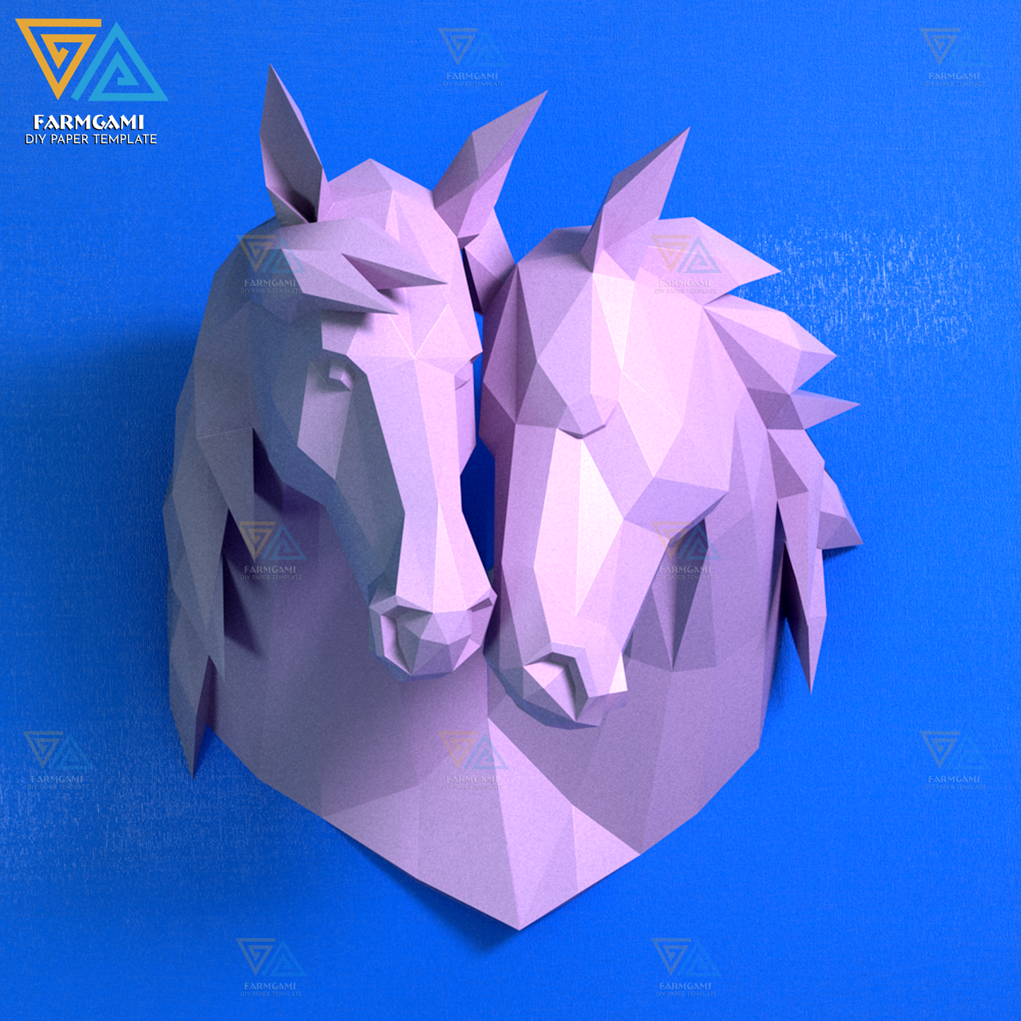 Couple Horse Paper Model template |Couple Horse paper Sculpture |Couple Horse Papercraft Kit DIY 3D Paper Crafts
