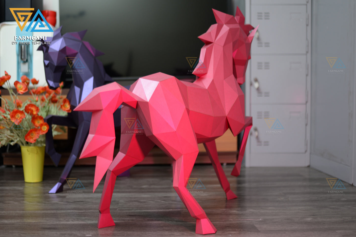 Horse Stand Paper Model Template | Horse Stand Paper Sculpture | Horse Stand Papercraft Kit DIY 3D