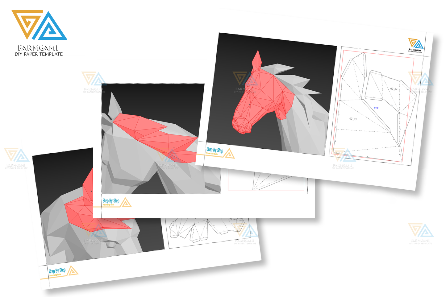 Couple Horse Paper Model template |Couple Horse paper Sculpture |Couple Horse Papercraft Kit DIY 3D Paper Crafts