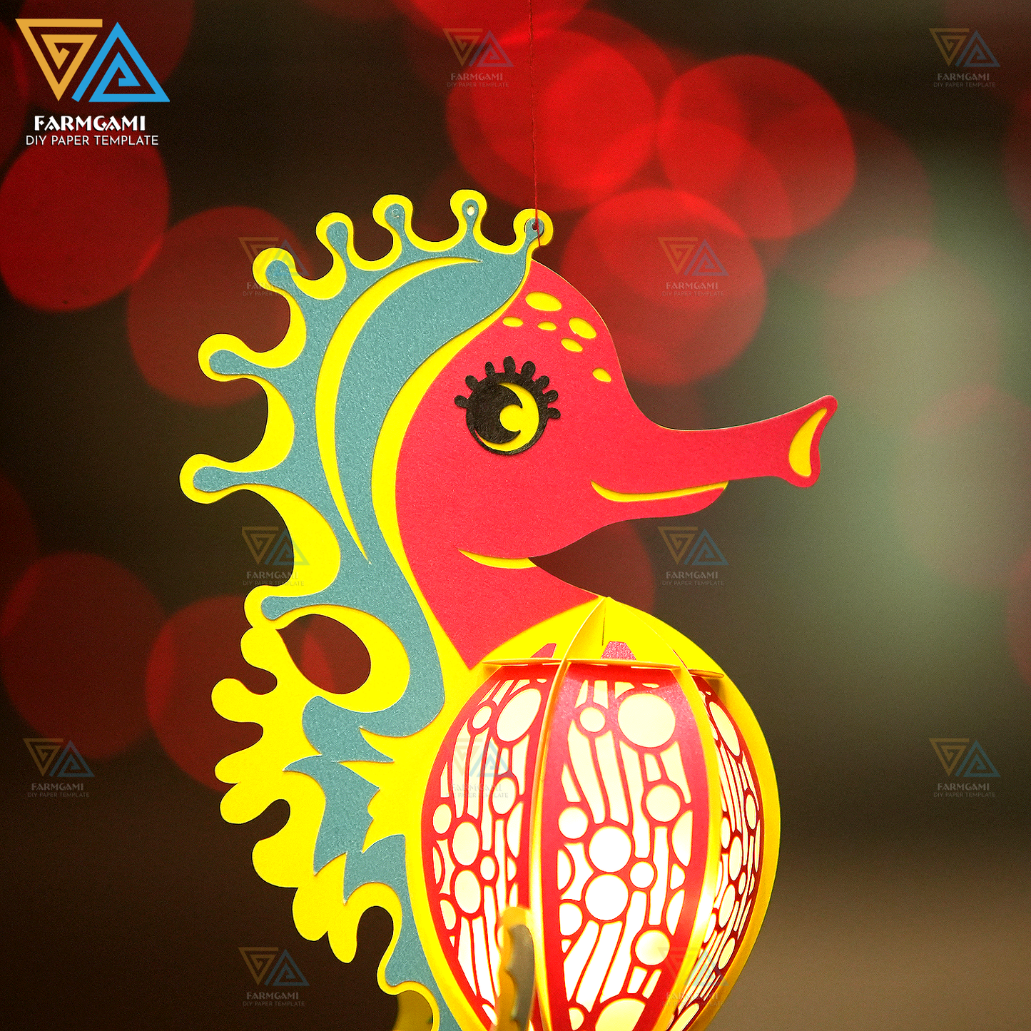 Hippocampus Lantern SVG - Animal Lantern Template - Hippocampus Lantern Paper Cut - DIY Insect Paper Lanterns - Paper Cutting Template