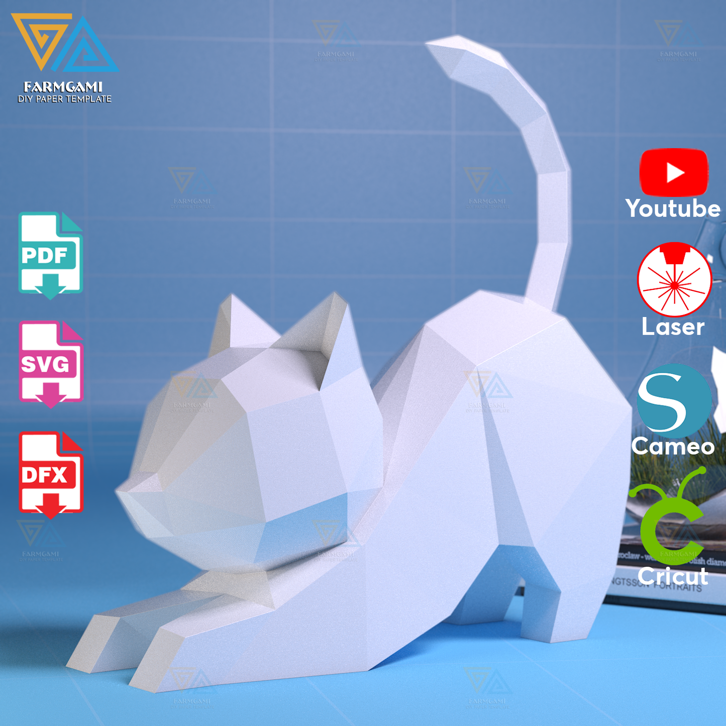 Lazy Cat Paper Model template |Lazy Cat paper Sculpture |Lazy Cat Papercraft Kit DIY 3D Paper Crafts