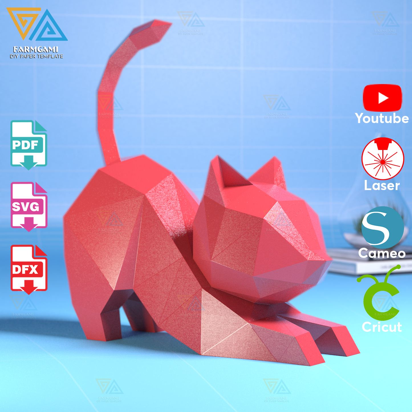 Lazy Cat Paper Model template |Lazy Cat paper Sculpture |Lazy Cat Papercraft Kit DIY 3D Paper Crafts