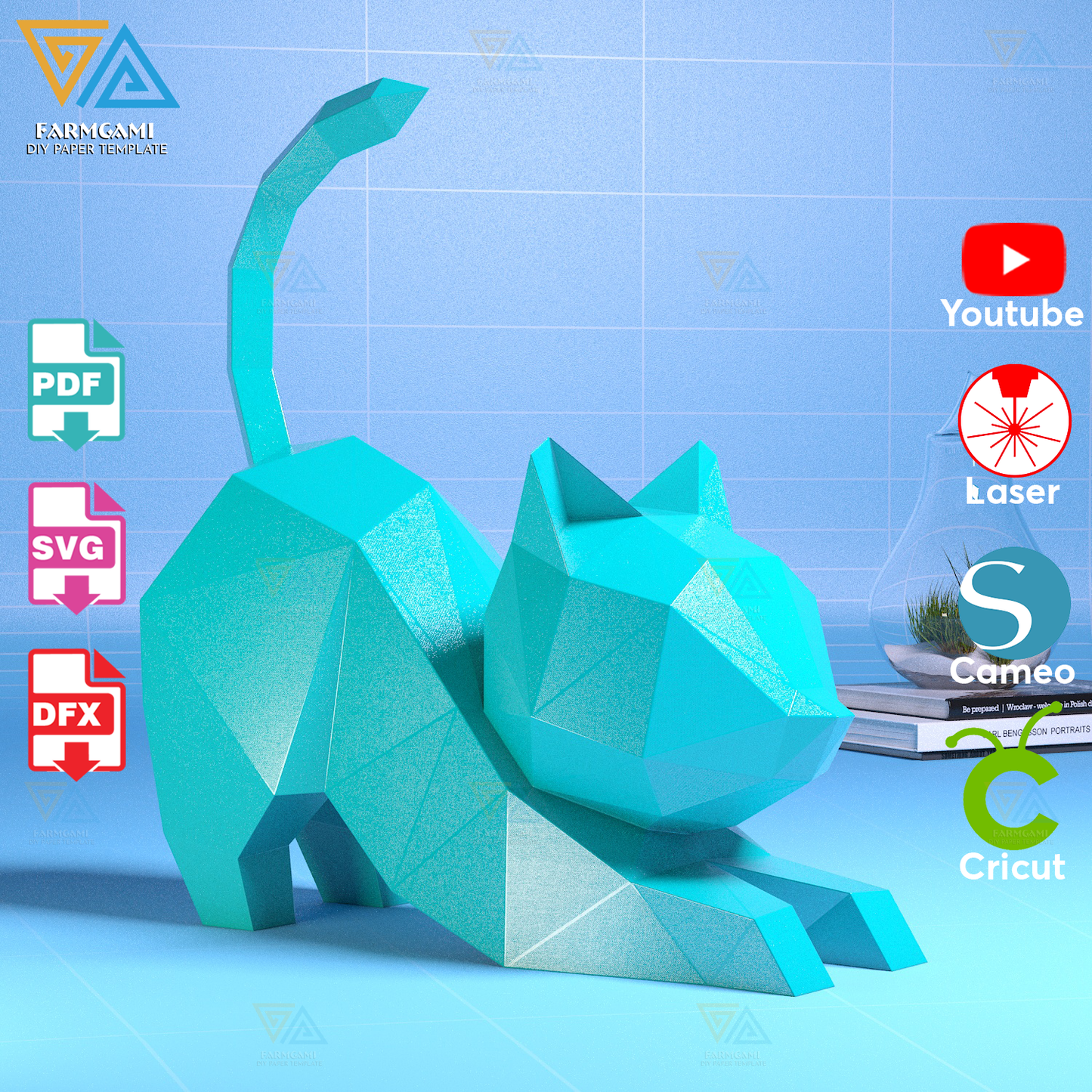 Lazy Cat Paper Model template |Lazy Cat paper Sculpture |Lazy Cat Papercraft Kit DIY 3D Paper Crafts