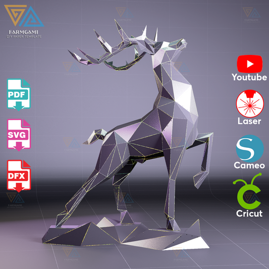 Standing Deer DXF File | 3D Metal Laser Cut Template | DIY Animal Sculpture | Modern Wall or Garden Art | CNC Ready Digital Download