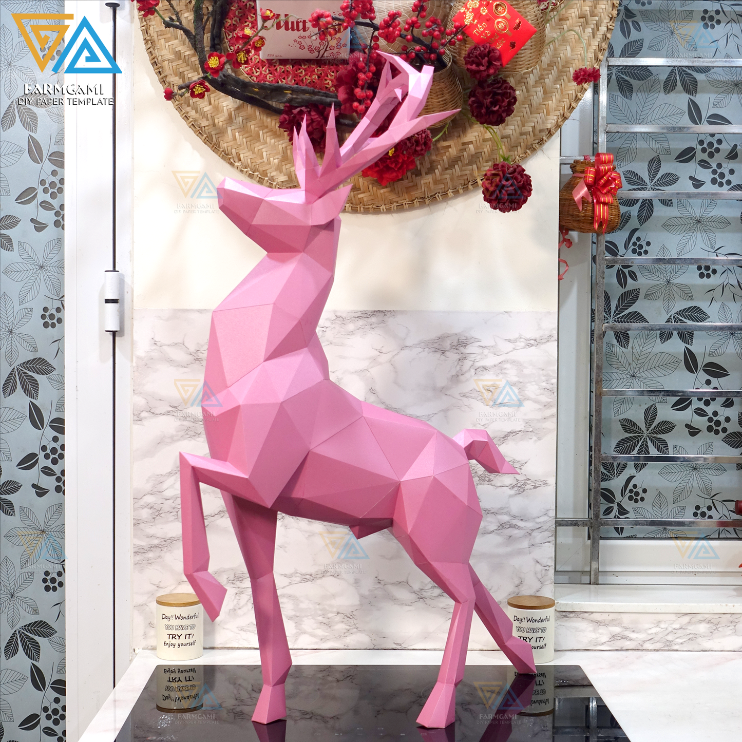 Deer Stand Paper Model Template | Deer Stand Paper Sculpture | Deer Stand Papercraft Kit DIY 3D