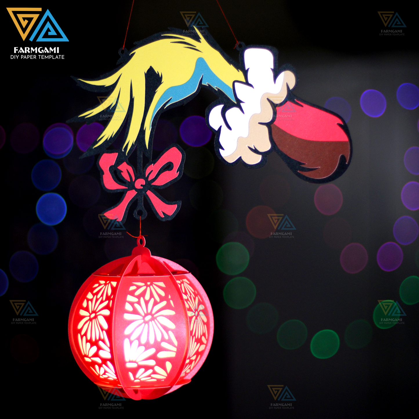 Grinch Lantern SVG Cricut Project - SVG Lantern Template - Grinch Lantern Paper Cut - DIY Insect Paper Lanterns - Paper Cutting Template