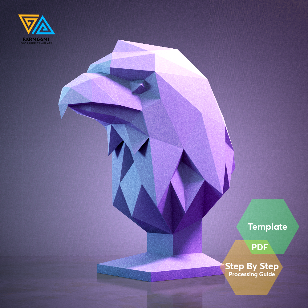 Eagle head Paper Model template |Eagle head paper Sculpture |Eagle head Papercraft Kit DIY 3D Paper Crafts