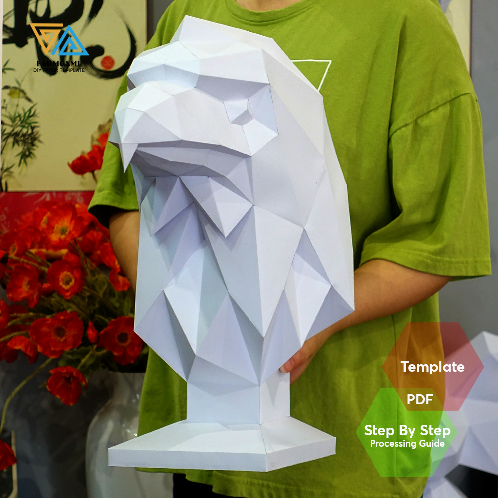 Eagle head Paper Model template |Eagle head paper Sculpture |Eagle head Papercraft Kit DIY 3D Paper Crafts
