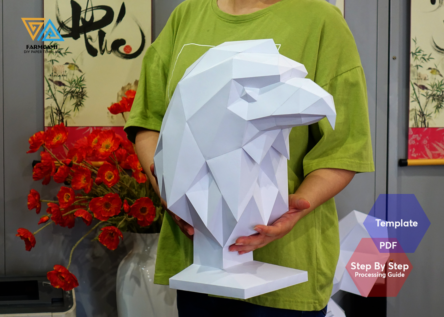 Eagle head Paper Model template |Eagle head paper Sculpture |Eagle head Papercraft Kit DIY 3D Paper Crafts