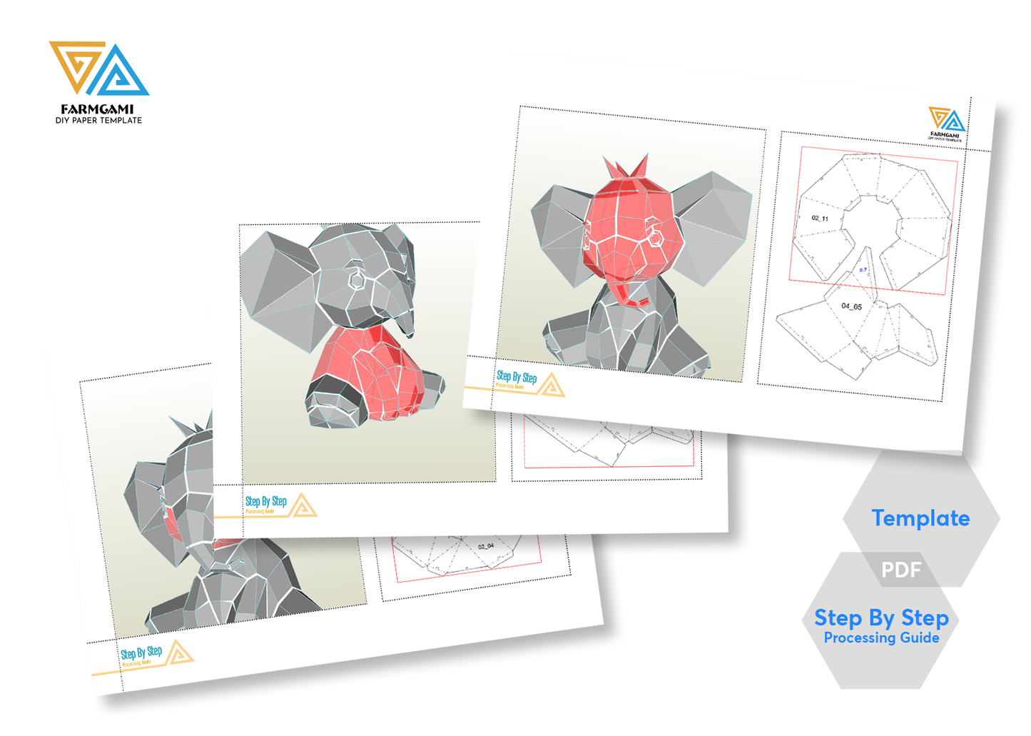 Baby Elephant Paper Model template | Baby Elephant paper Sculpture | Baby Elephant Papercraft Kit DIY 3D Paper Crafts