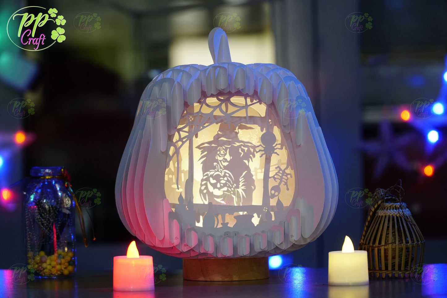 Witch with a Pumpkin SVG for Cricut Machine, Halloween gift Template - Haunted Halloween Paper Gift