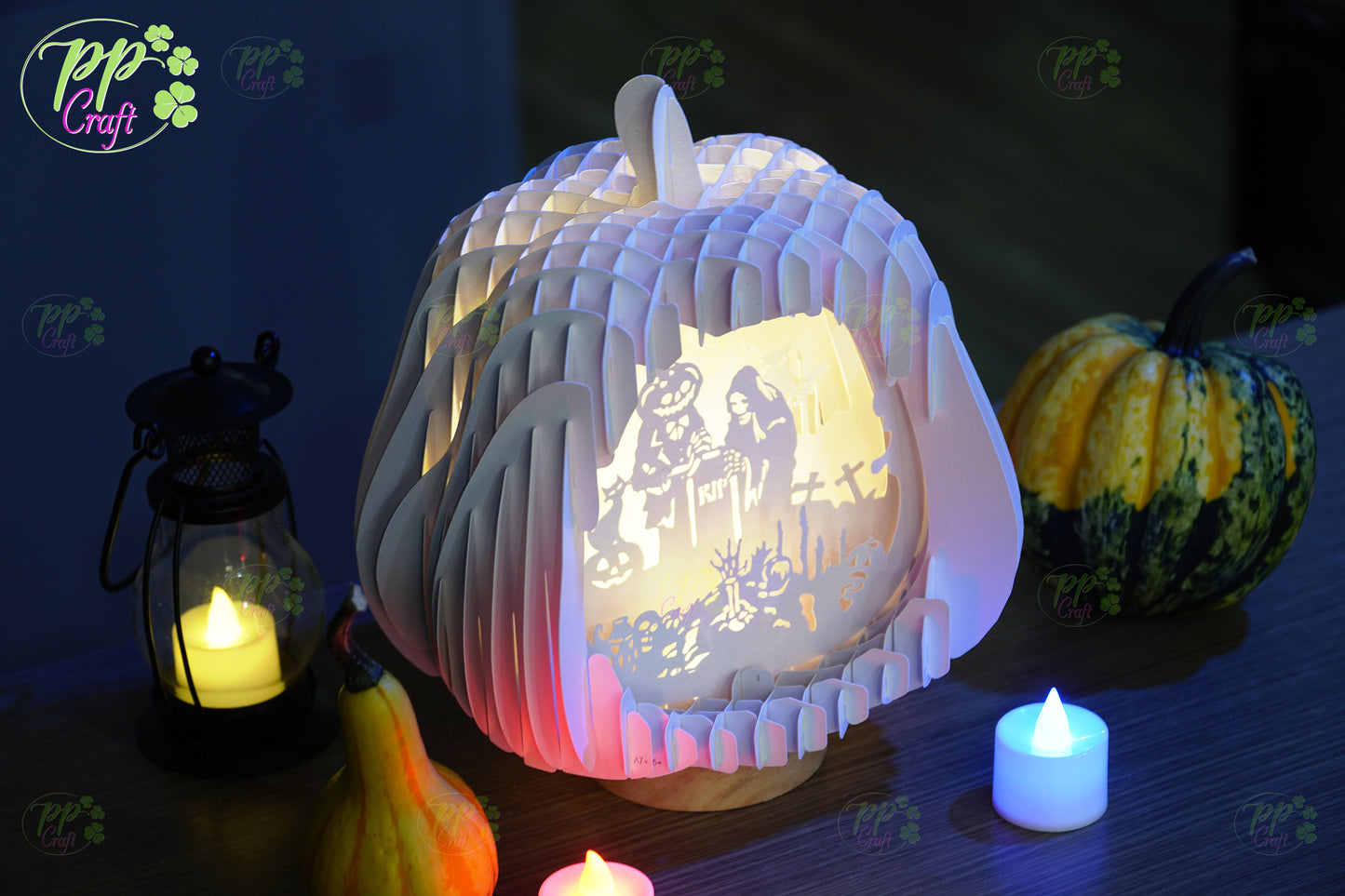 Witch in the Graveyard SVG for Cricut Machine, Halloween gift Template - Haunted Halloween Paper Gift