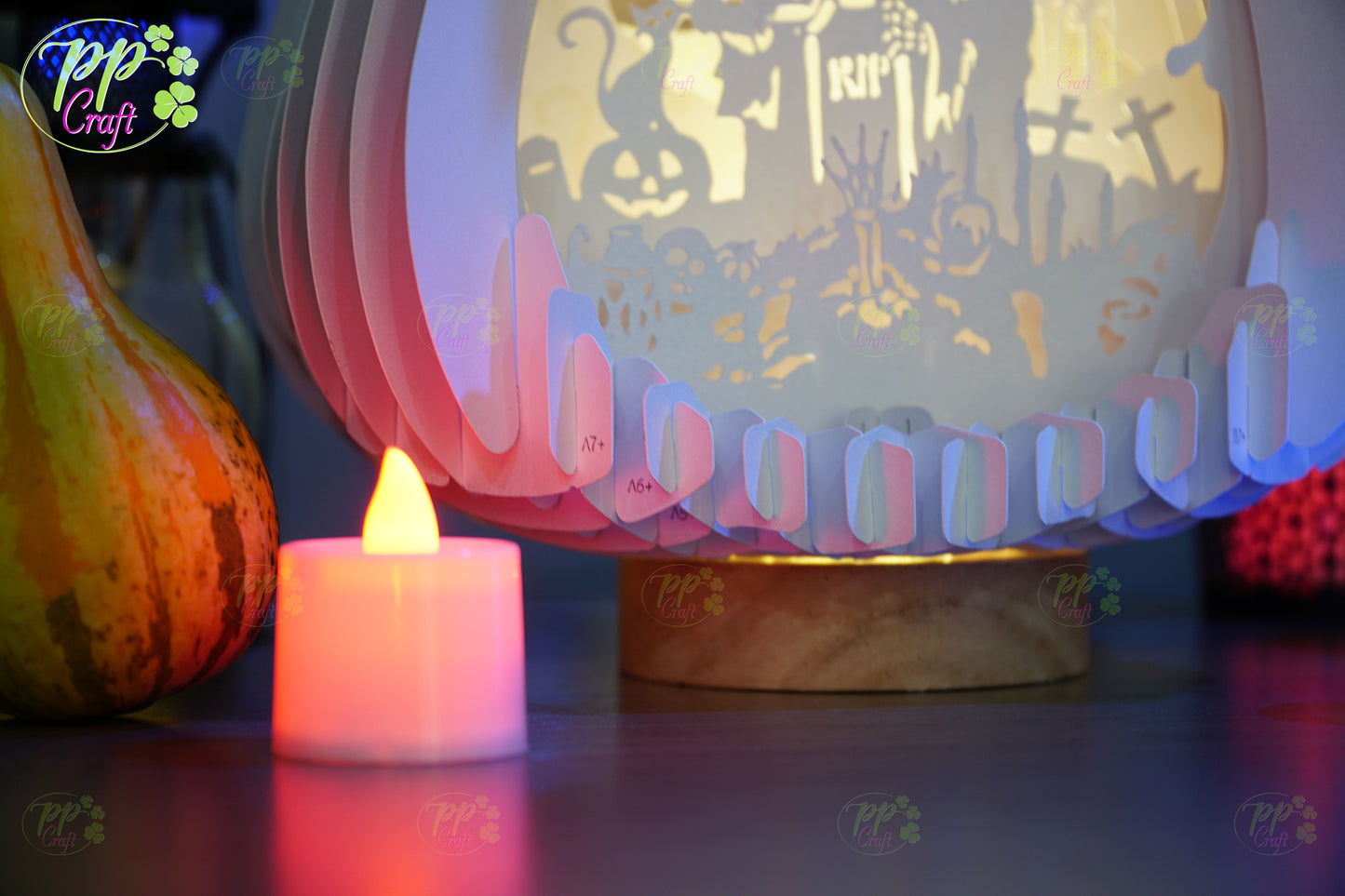 Witch in the Graveyard SVG for Cricut Machine, Halloween gift Template - Haunted Halloween Paper Gift