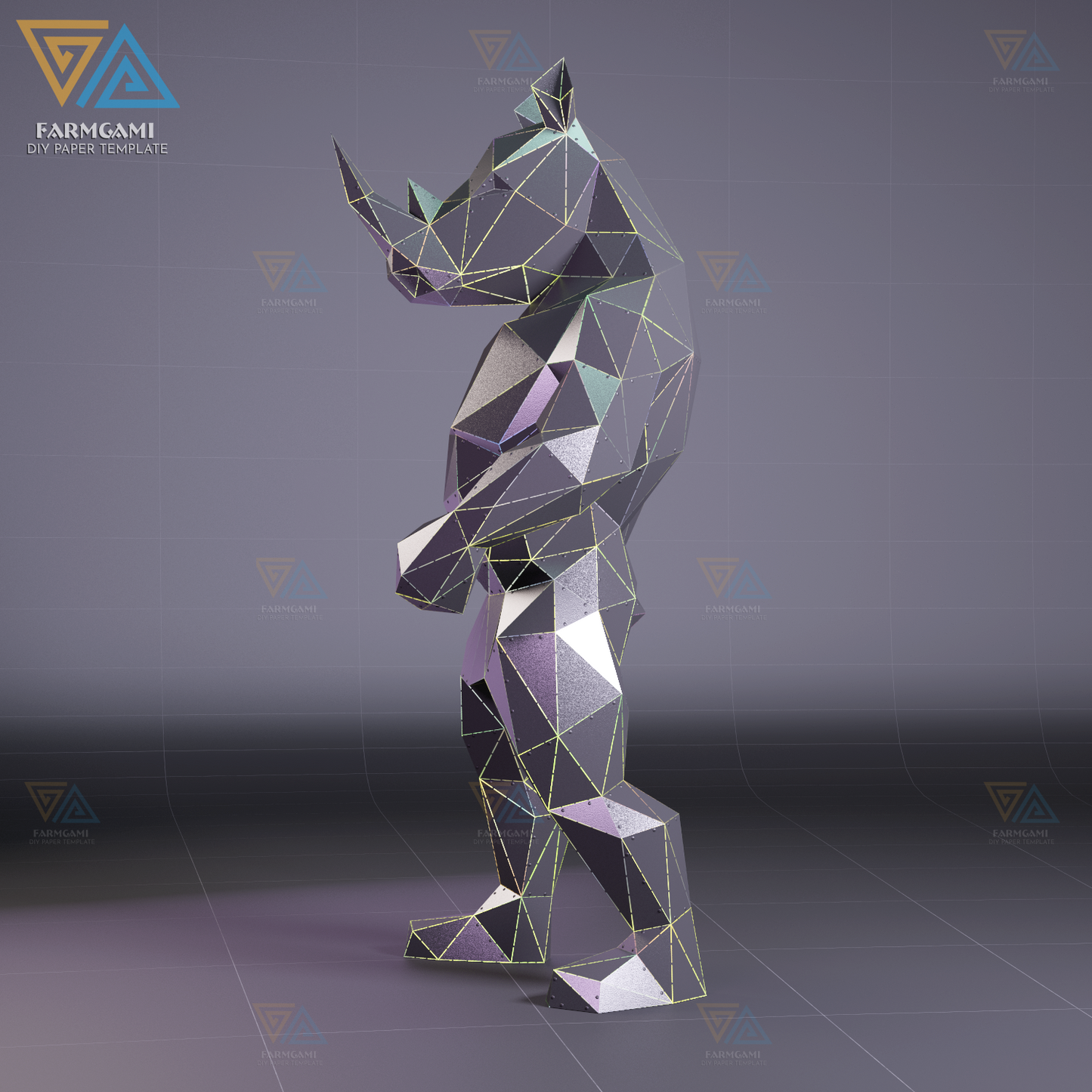 Rhino Warrior DXF File | 3D Metal Laser Cut Template | DIY Animal Soldier Sculpture | CNC Ready Wall Art | Digital Download