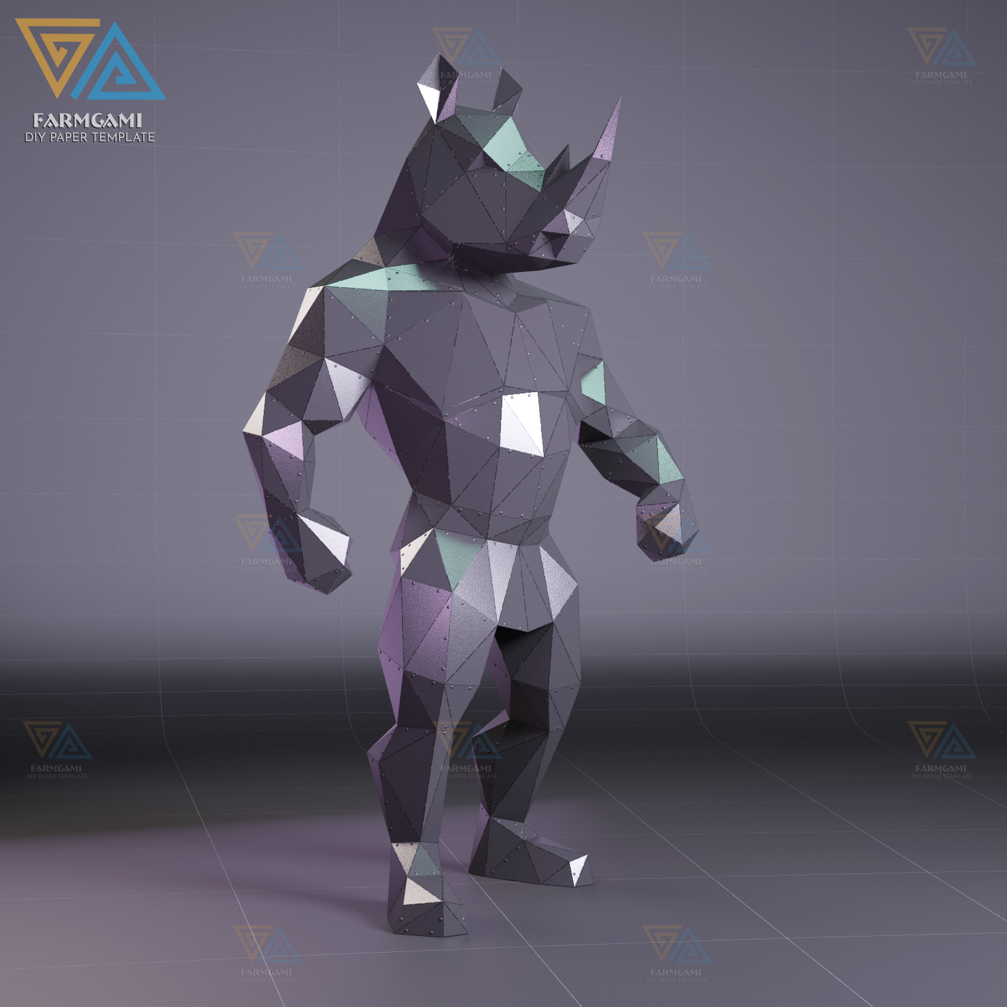 Rhino Warrior DXF File | 3D Metal Laser Cut Template | DIY Animal Soldier Sculpture | CNC Ready Wall Art | Digital Download