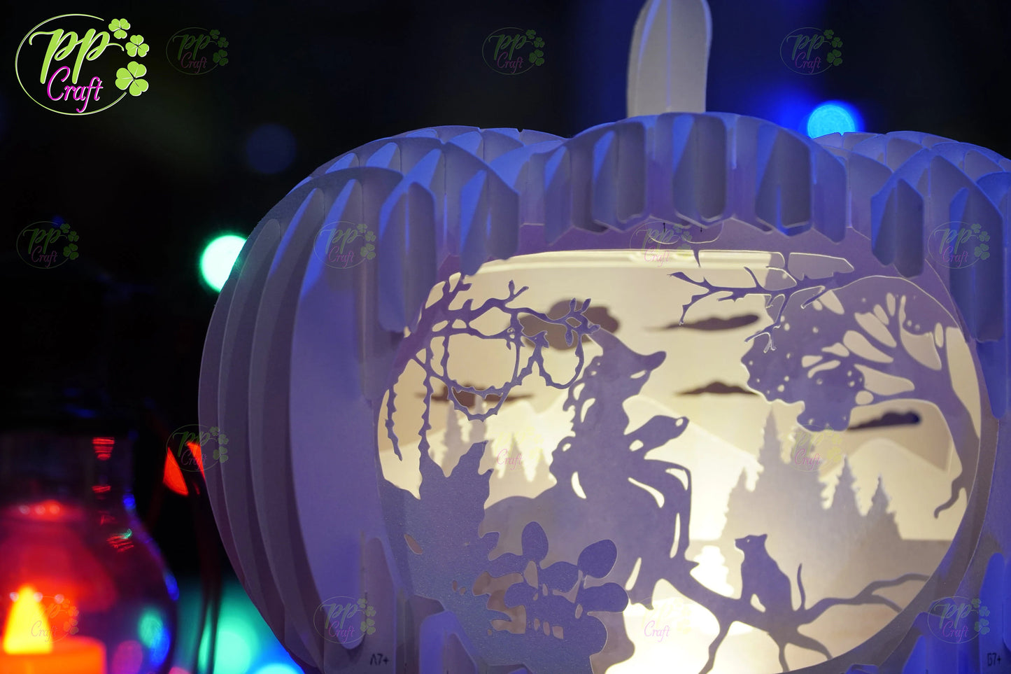 The The princess with the cat Pumpkin Light shadow pop up 3D, Cameo, Cricut and Laser cut machine, Halloween night light gift