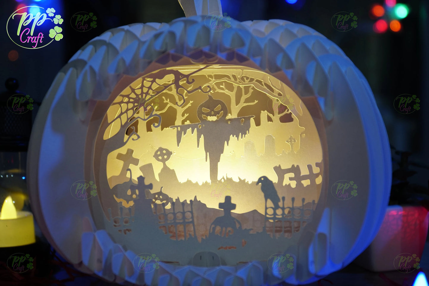 Lonely dummy Pumpkin Light shadow pop up 3D, Cameo, Cricut and Laser cut machine, Halloween night light gift