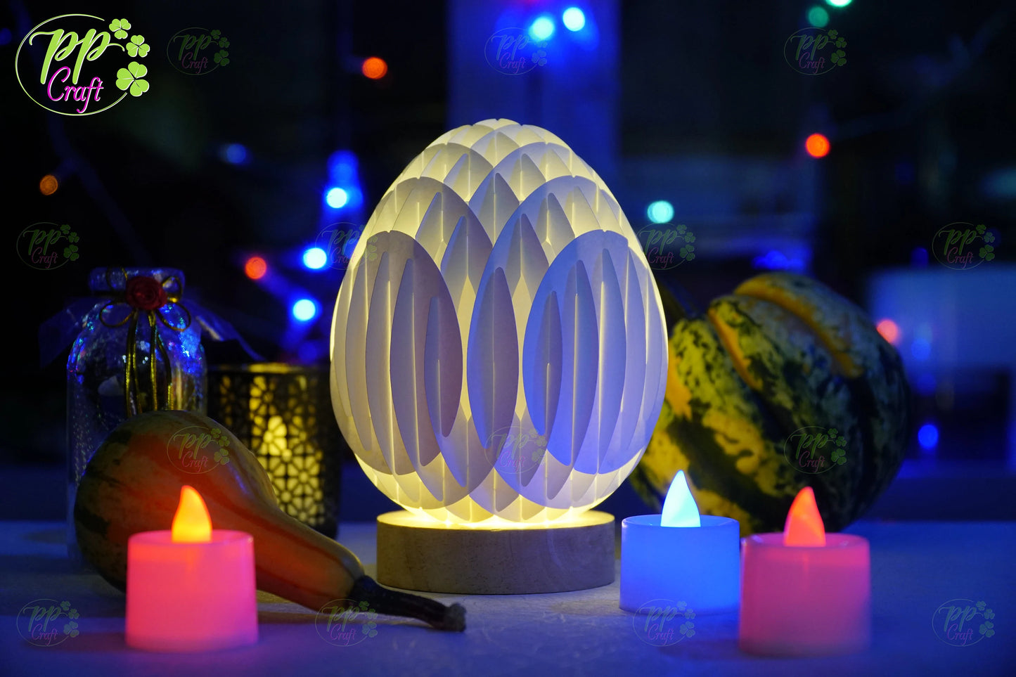 Mini Egg Shadow light Pop Up with Cemetery partten SVG for Cricut Machine, Halloween gift Template - Egg Lightbox, DIY Paper Lanterns