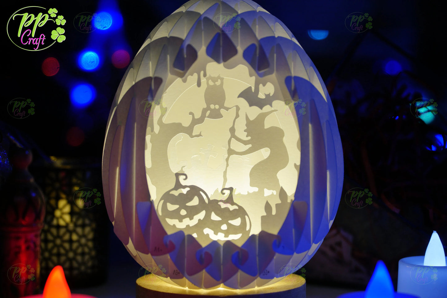 Mini Egg Shadow lightbox Pop Up with Dummy partten SVG for Cameo/Cricut/Laser Machine, Halloween gift Template, DIY Paper Lanterns