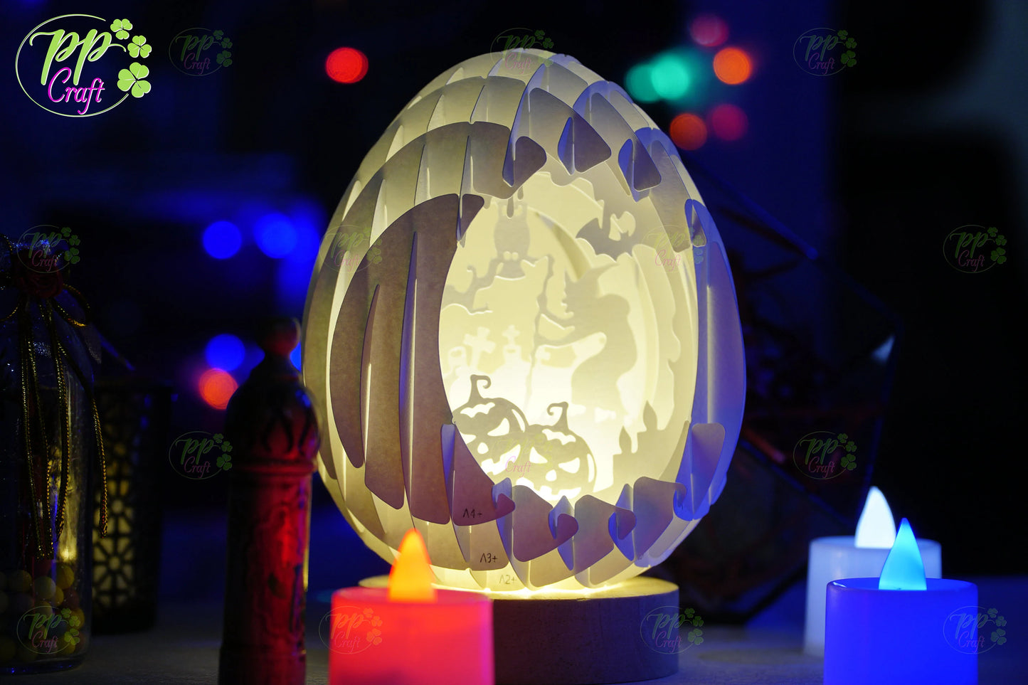 Mini Egg Shadow lightbox Pop Up with Dummy partten SVG for Cameo/Cricut/Laser Machine, Halloween gift Template, DIY Paper Lanterns