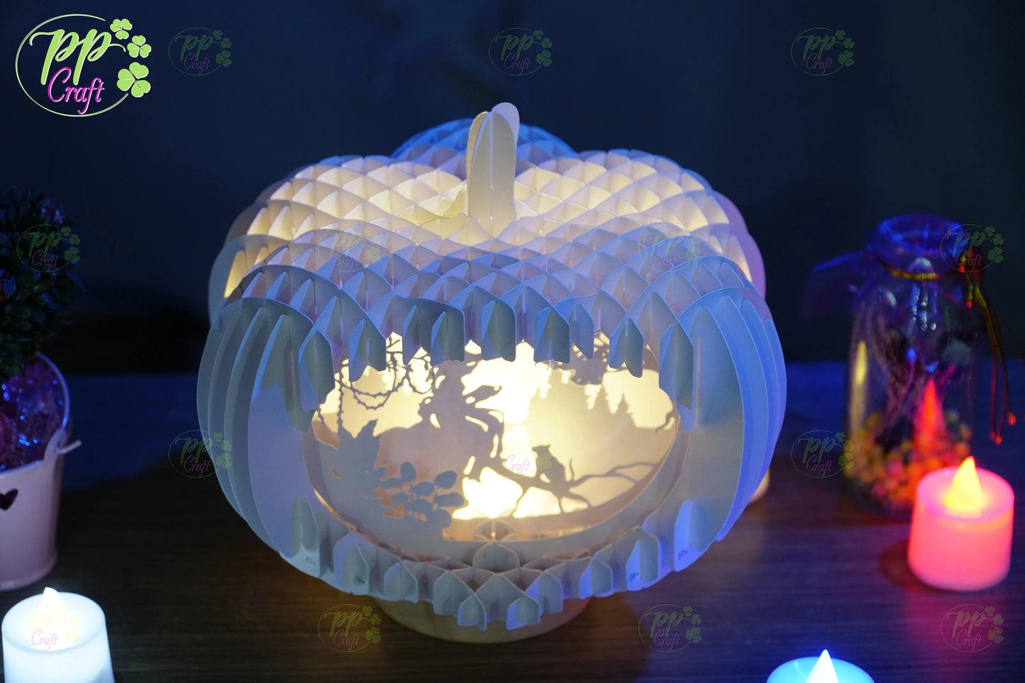 The The princess with the cat Pumpkin Light shadow pop up 3D, Cameo, Cricut and Laser cut machine, Halloween night light gift