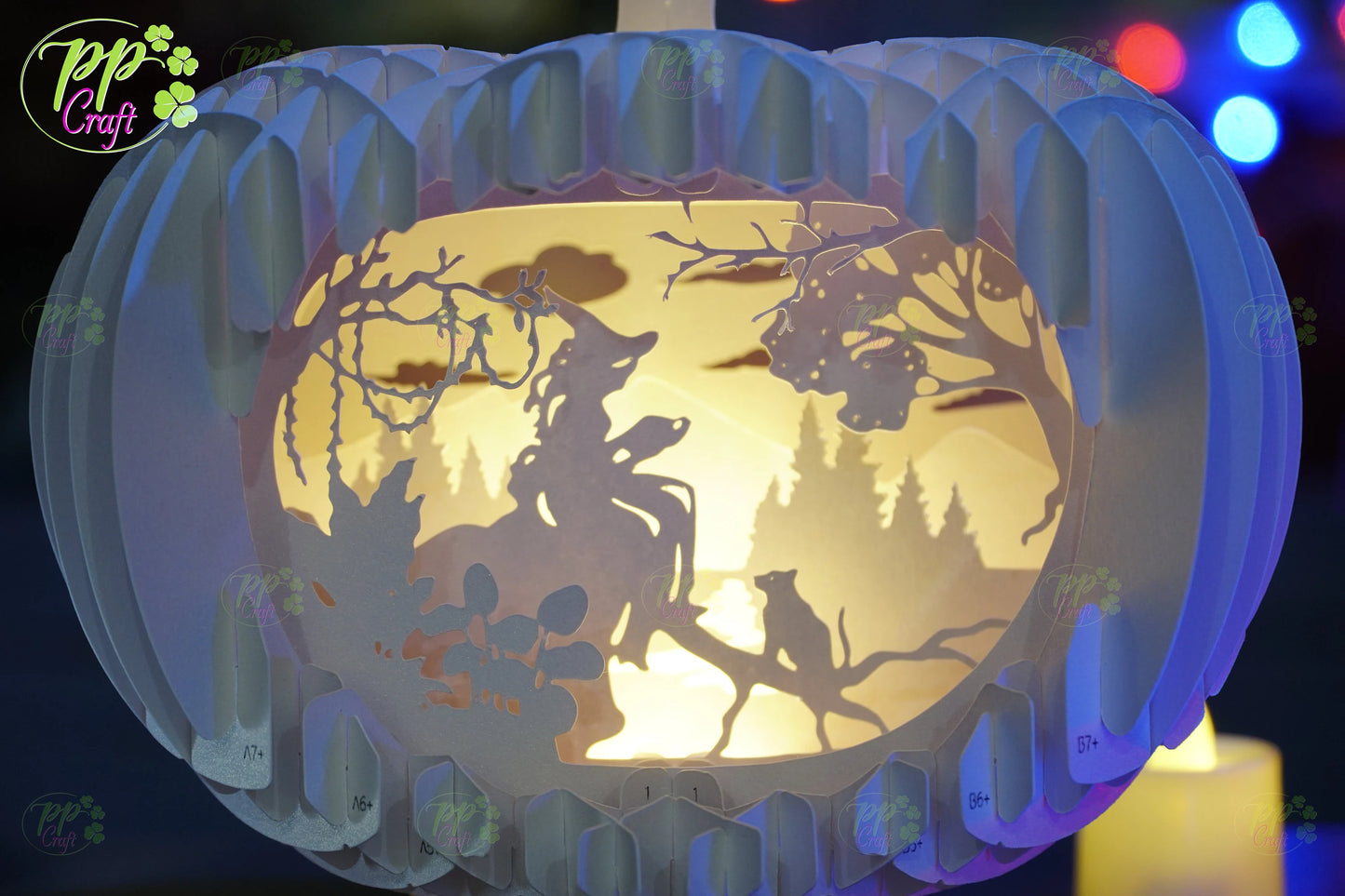 The The princess with the cat Pumpkin Light shadow pop up 3D, Cameo, Cricut and Laser cut machine, Halloween night light gift