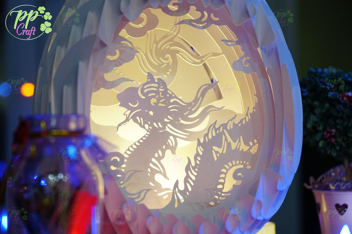 Dragon Arts Eggs Pop Up Light Box SVG Template, Egg SVG for Cricut Machine, arts gift Template - Egg Lightbox, DIY Paper Lanterns