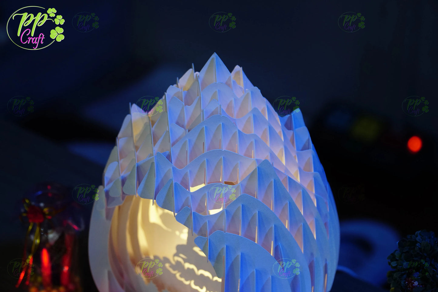 The Buddha meditating in Lotus Pop Up Light Box SVG Template, Egg SVG for Cricut Machine, arts gift Template - Egg Lightbox, DIY Paper