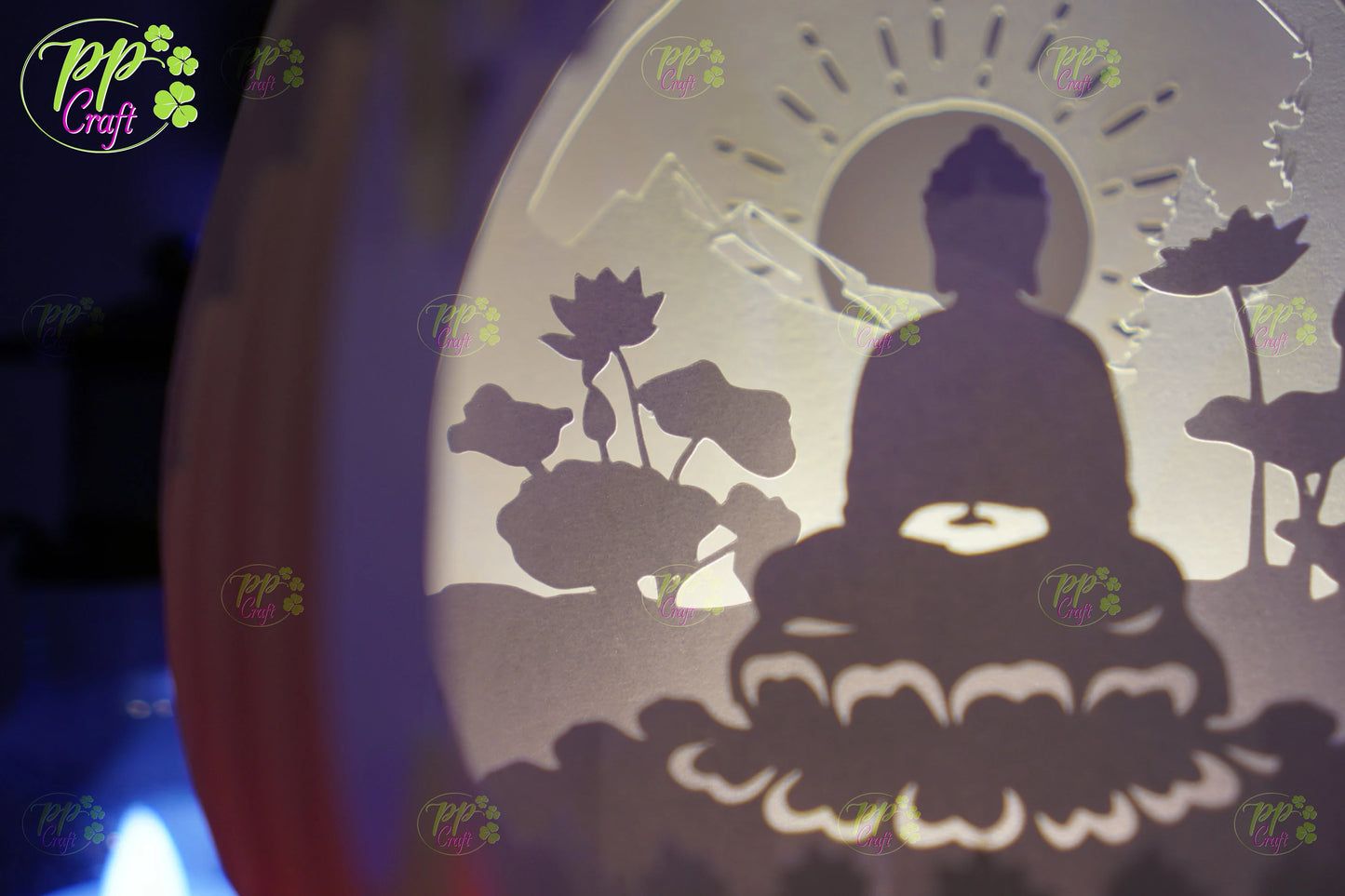 The Buddha meditating in Lotus Pop Up Light Box SVG Template, Egg SVG for Cricut Machine, arts gift Template - Egg Lightbox, DIY Paper