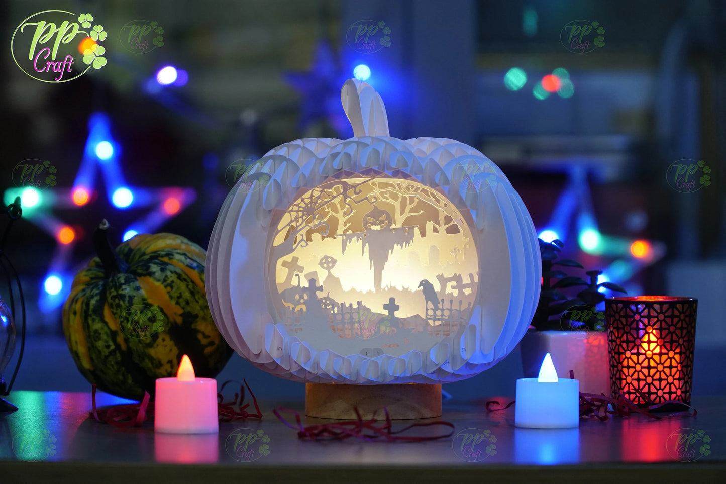 Lonely dummy Pumpkin Light shadow pop up 3D, Cameo, Cricut and Laser cut machine, Halloween night light gift
