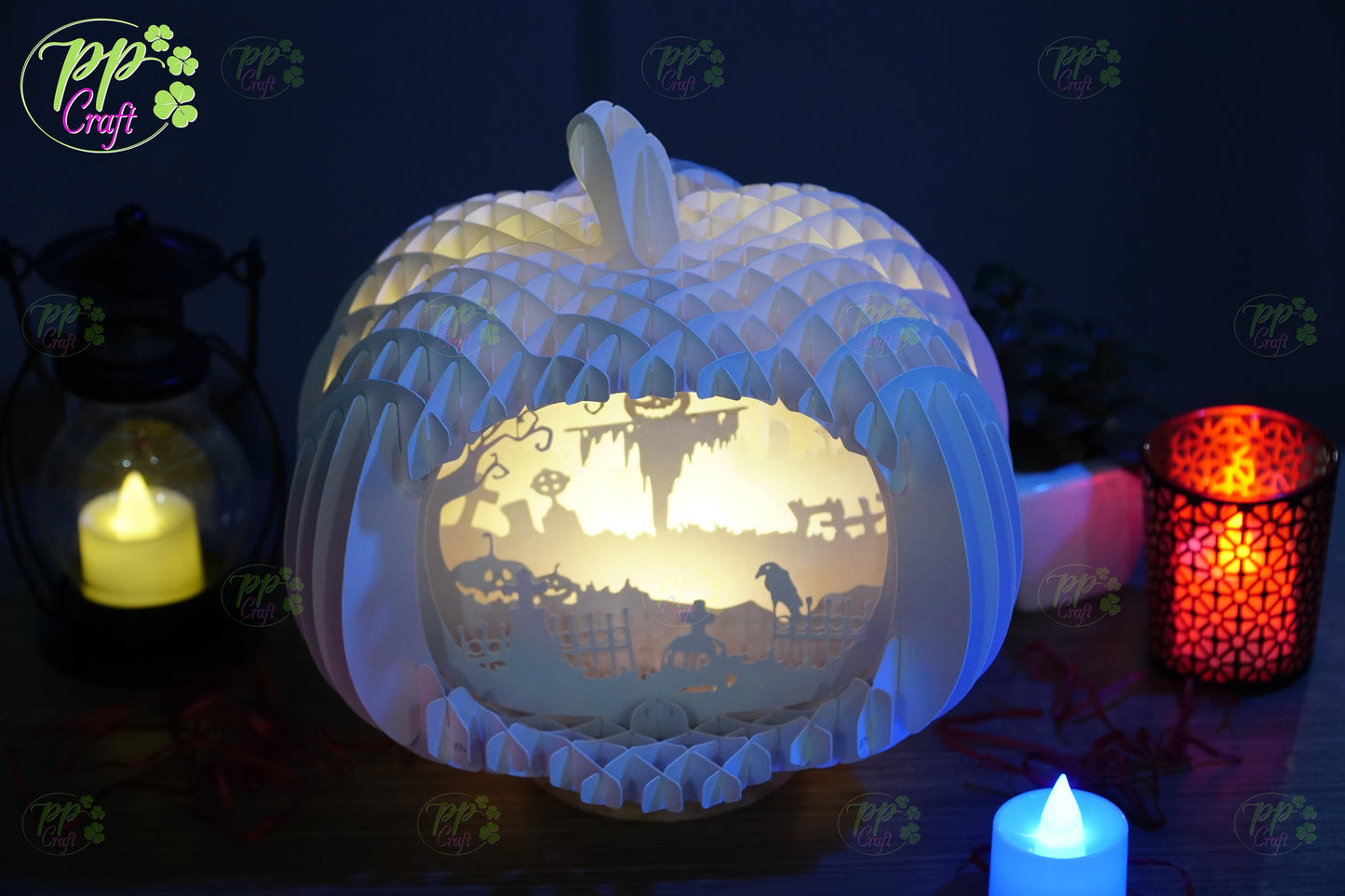 Lonely dummy Pumpkin Light shadow pop up 3D, Cameo, Cricut and Laser cut machine, Halloween night light gift