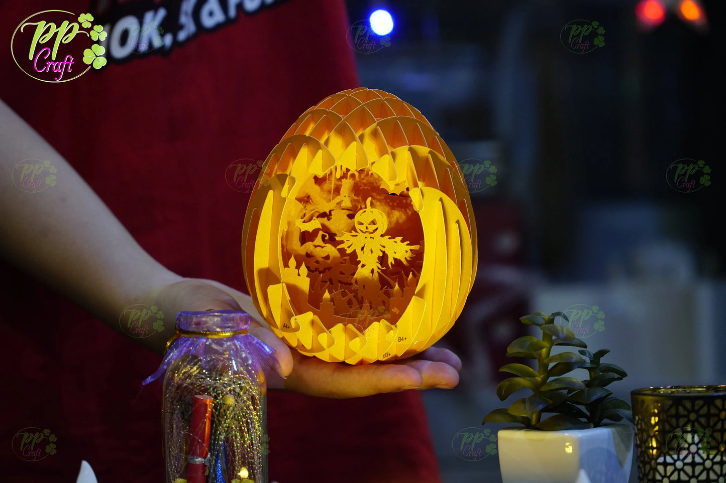 Mini Egg Shadow lightbox Pop Up with Dummy partten SVG for Cameo/Cricut/Laser Machine, Halloween gift Template, DIY Paper Lanterns