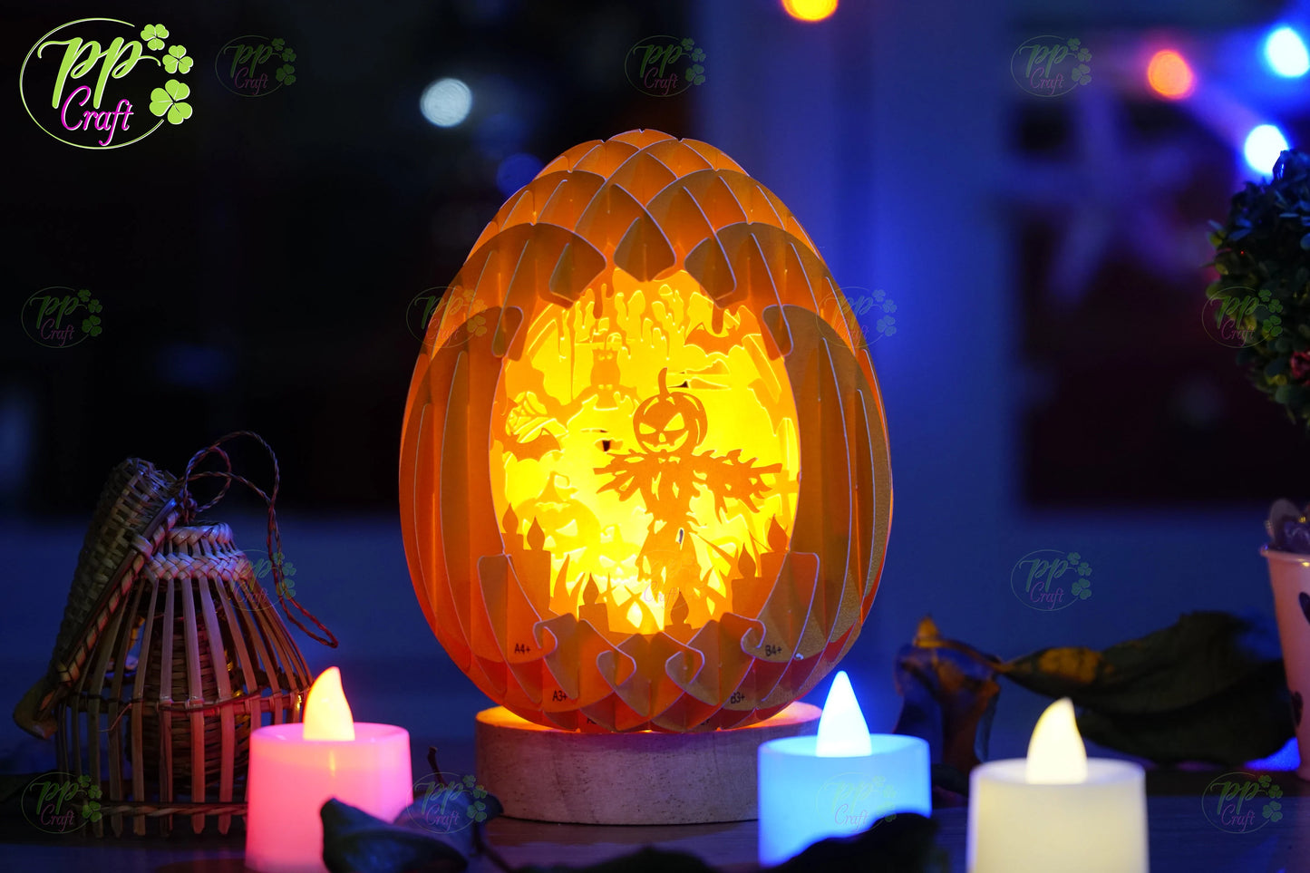 Mini Egg Shadow lightbox Pop Up with Dummy partten SVG for Cameo/Cricut/Laser Machine, Halloween gift Template, DIY Paper Lanterns