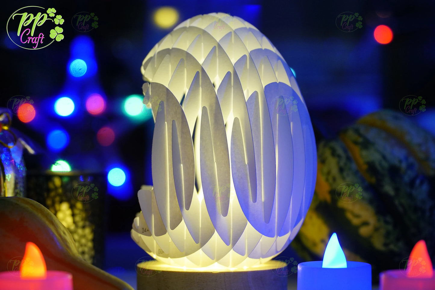 Mini Egg Shadow light Pop Up with Cemetery partten SVG for Cricut Machine, Halloween gift Template - Egg Lightbox, DIY Paper Lanterns