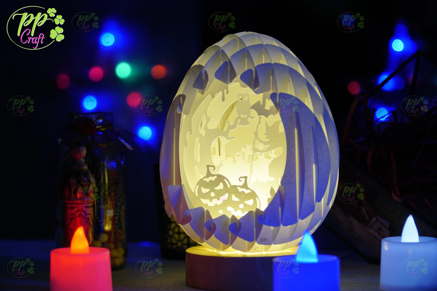 Mini Egg Shadow lightbox Pop Up with Dummy partten SVG for Cameo/Cricut/Laser Machine, Halloween gift Template, DIY Paper Lanterns
