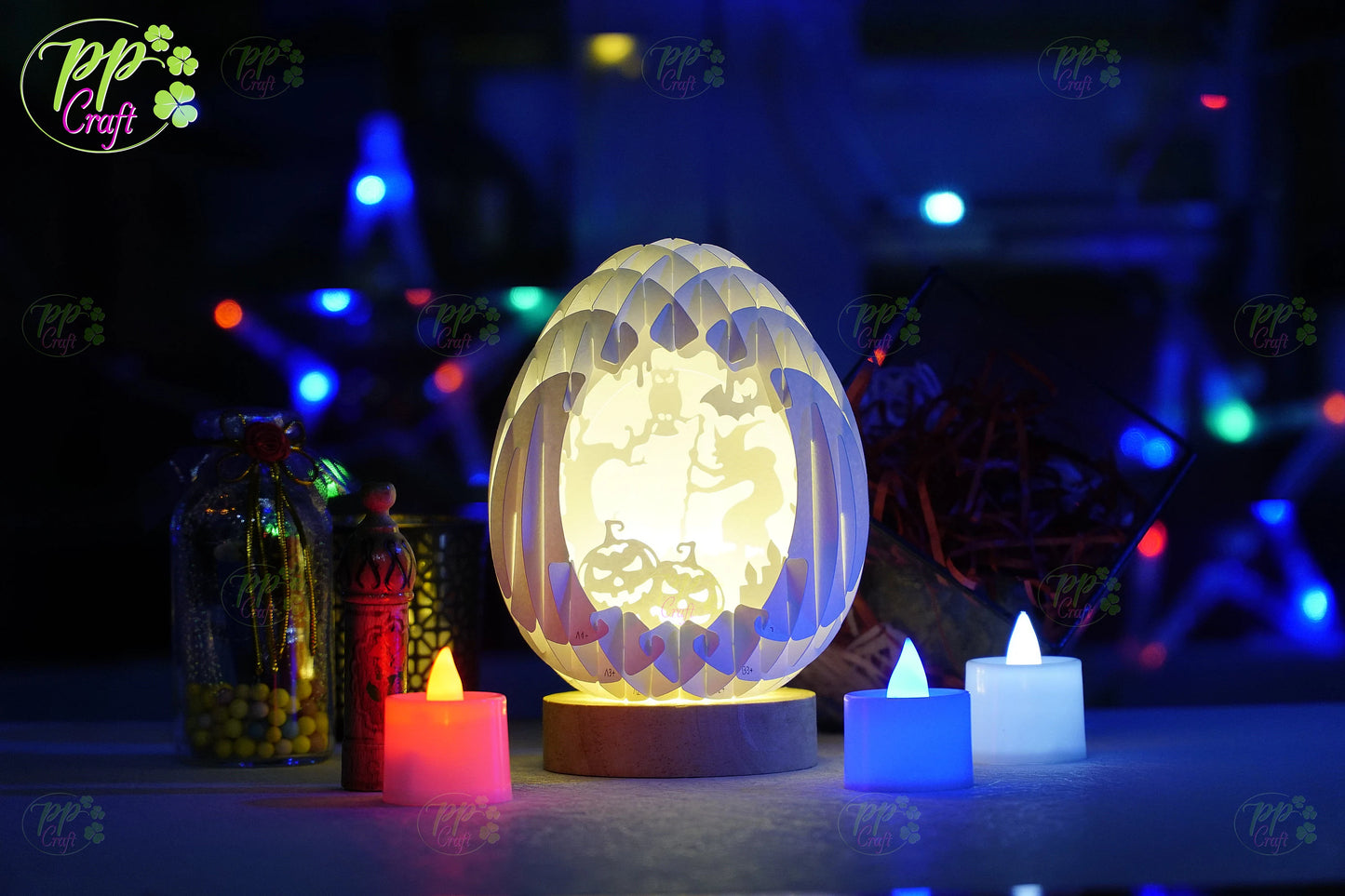 Mini Egg Shadow lightbox Pop Up with Dummy partten SVG for Cameo/Cricut/Laser Machine, Halloween gift Template, DIY Paper Lanterns