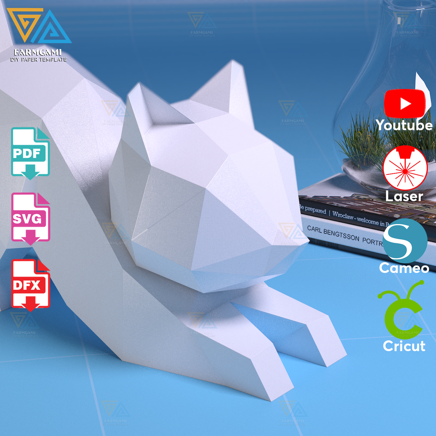 Lazy Cat Paper Model template |Lazy Cat paper Sculpture |Lazy Cat Papercraft Kit DIY 3D Paper Crafts