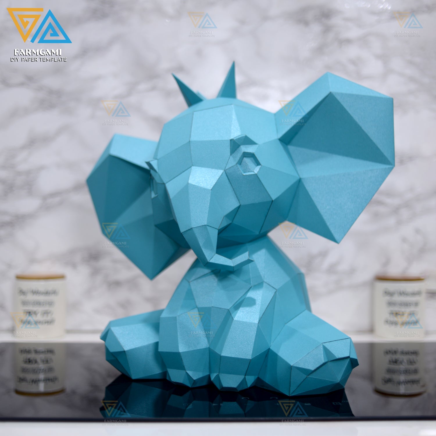 Elephant Paper Model Layout FarmGami