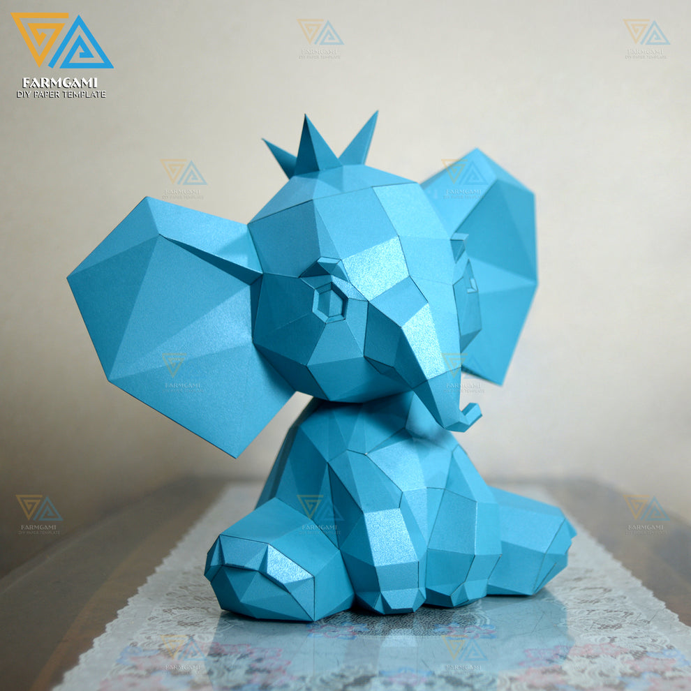 Baby Elephant Paper Model template | Baby Elephant paper Sculpture | B ...