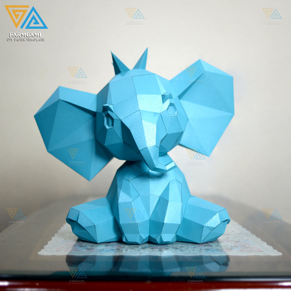 Baby Elephant Paper Model template | Baby Elephant paper Sculpture | B ...