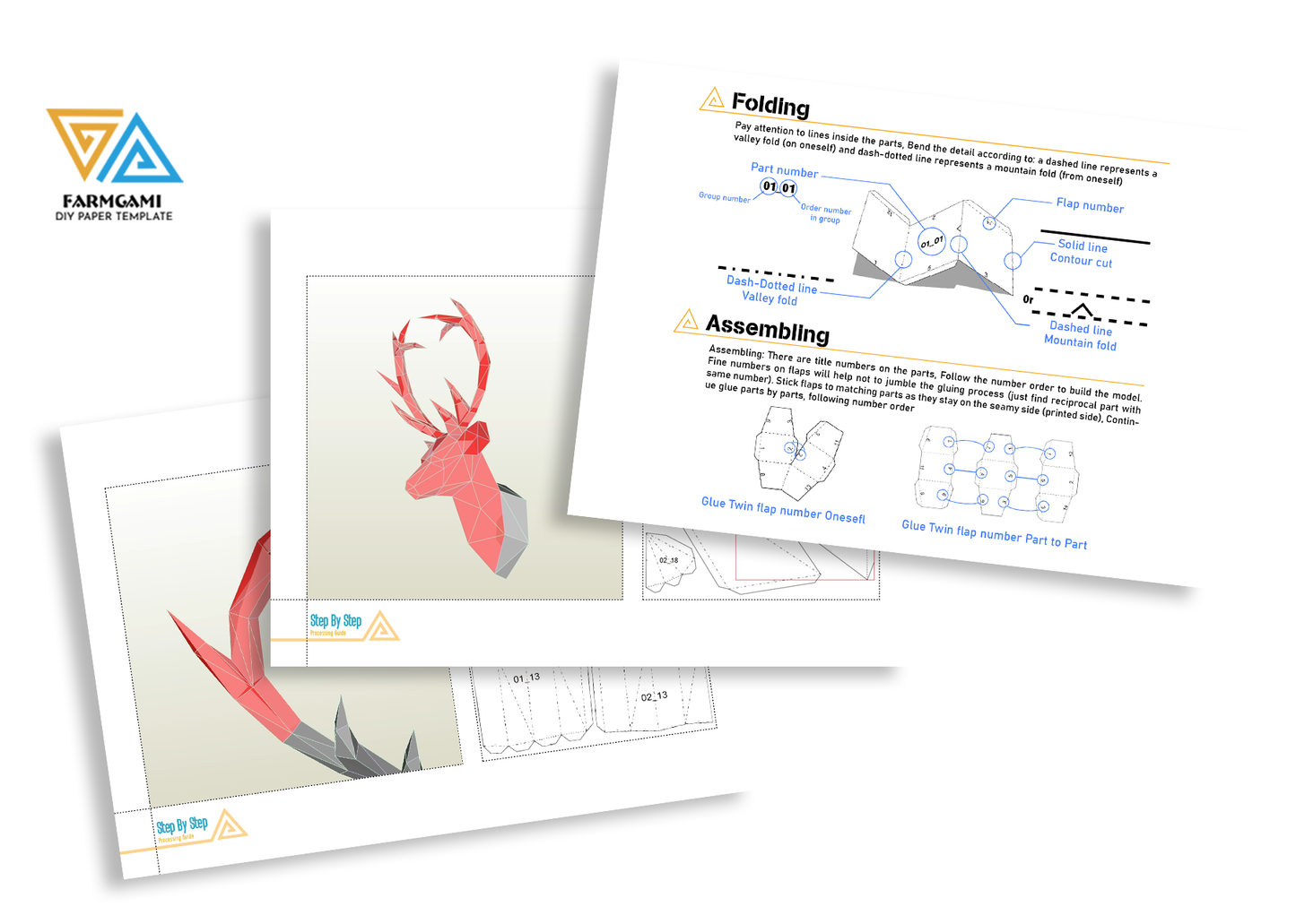 Deer Head Paper Model Template Hangging | Deer Head Paper Sculpture | Deer Head  Papercraft Kit DIY 3D, SVG for Cricut and Silhouette