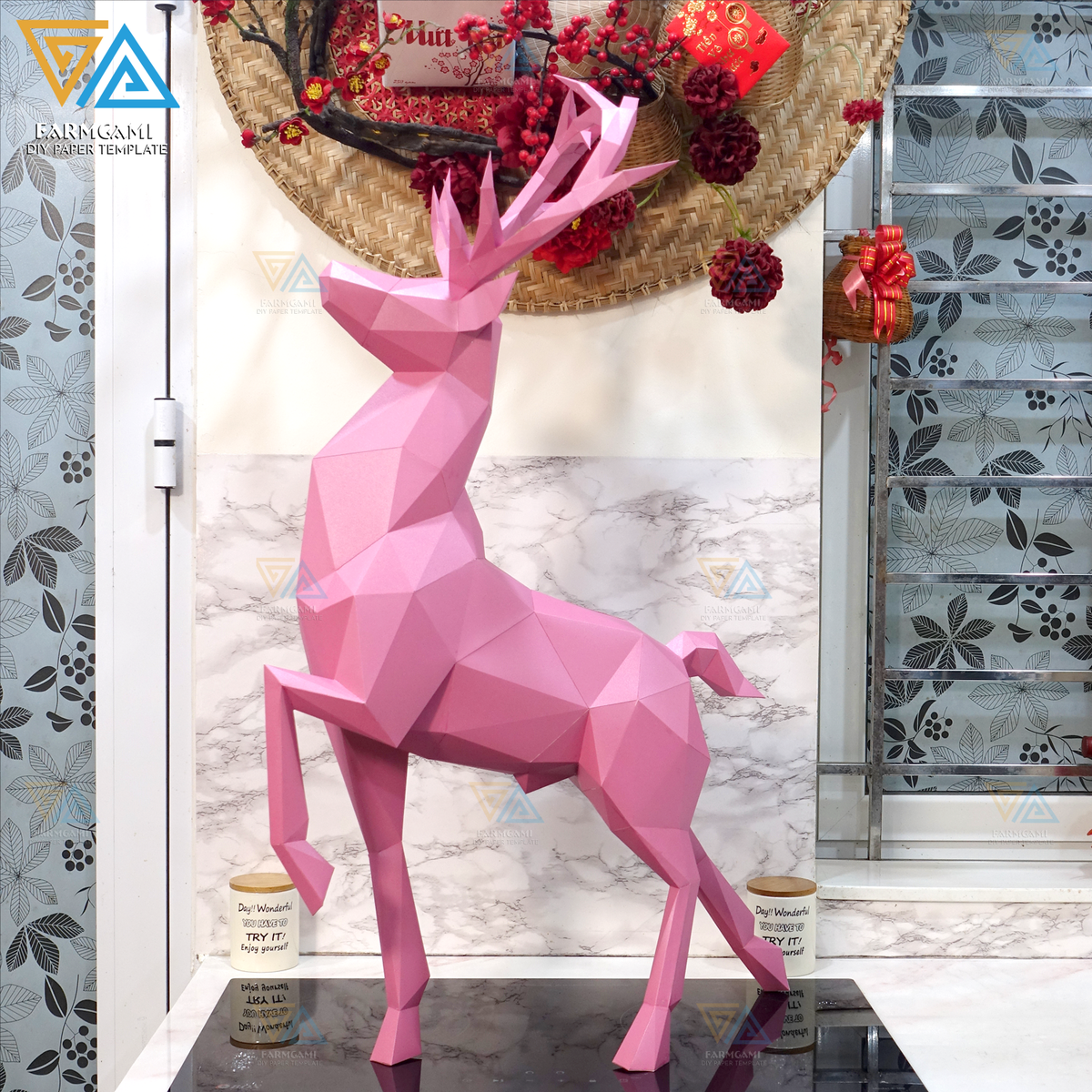 Deer Stand Paper Model Template | Deer Stand Paper Sculpture | Deer St ...