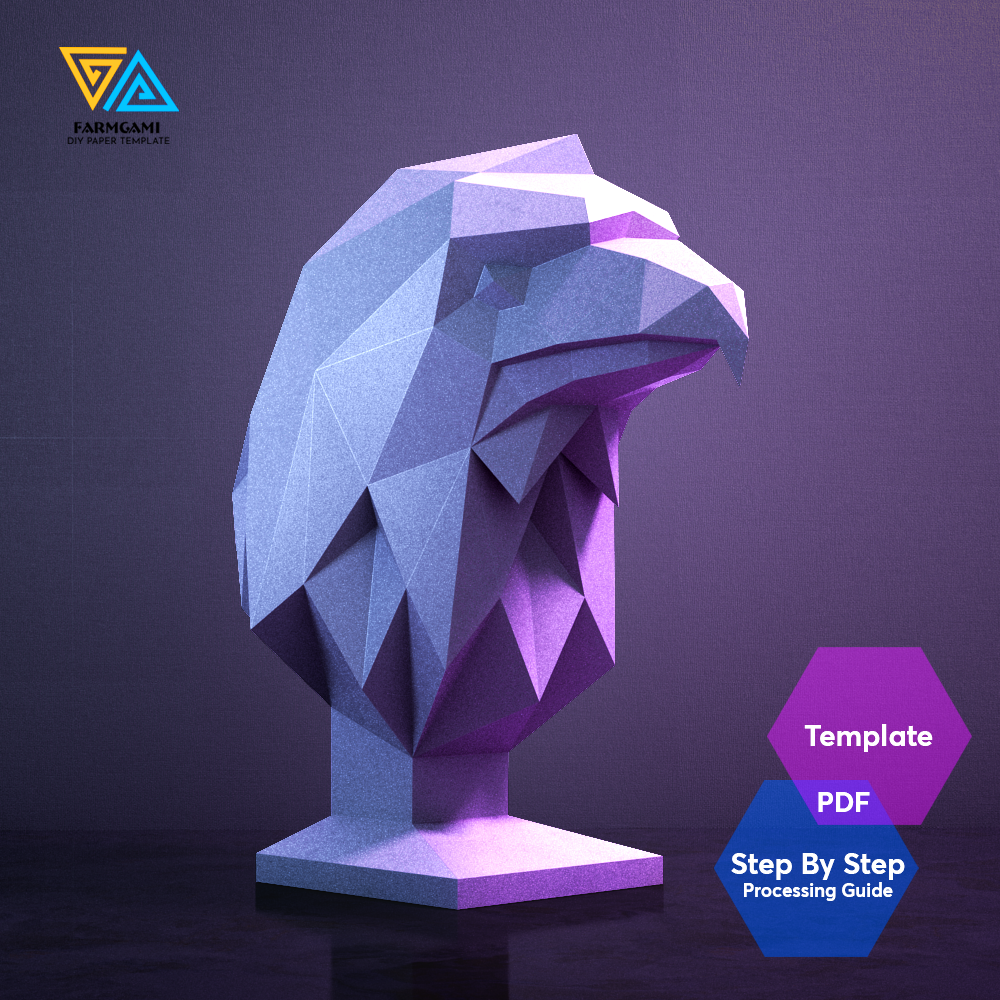 Eagle head Paper Model template |Eagle head paper Sculpture |Eagle head Papercraft Kit DIY 3D Paper Crafts