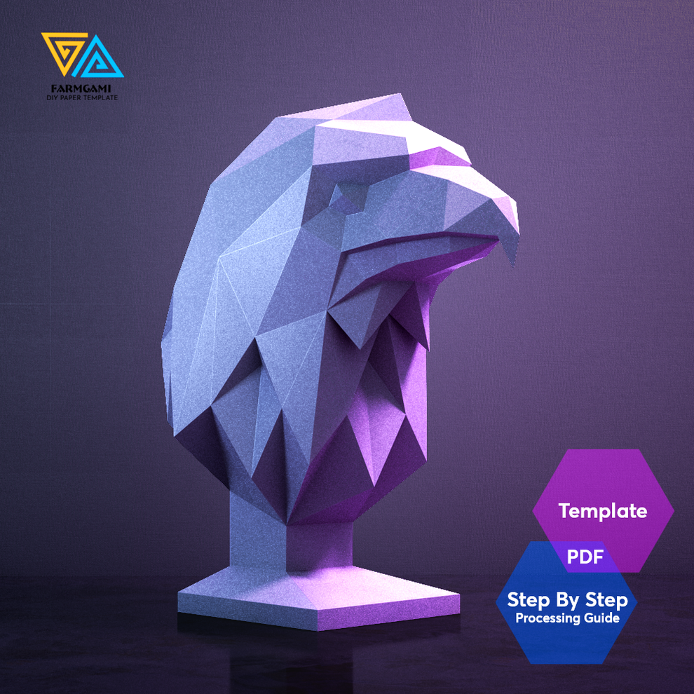 Eagle head Paper Model template |Eagle head paper Sculpture |Eagle hea ...
