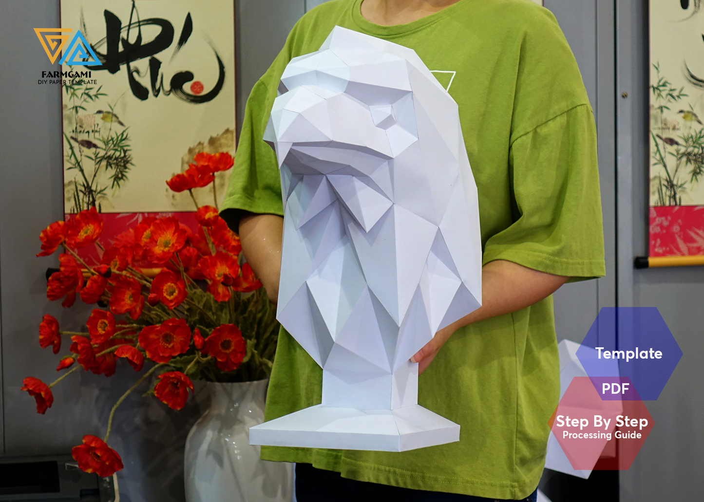 Eagle head Paper Model template |Eagle head paper Sculpture |Eagle head Papercraft Kit DIY 3D Paper Crafts